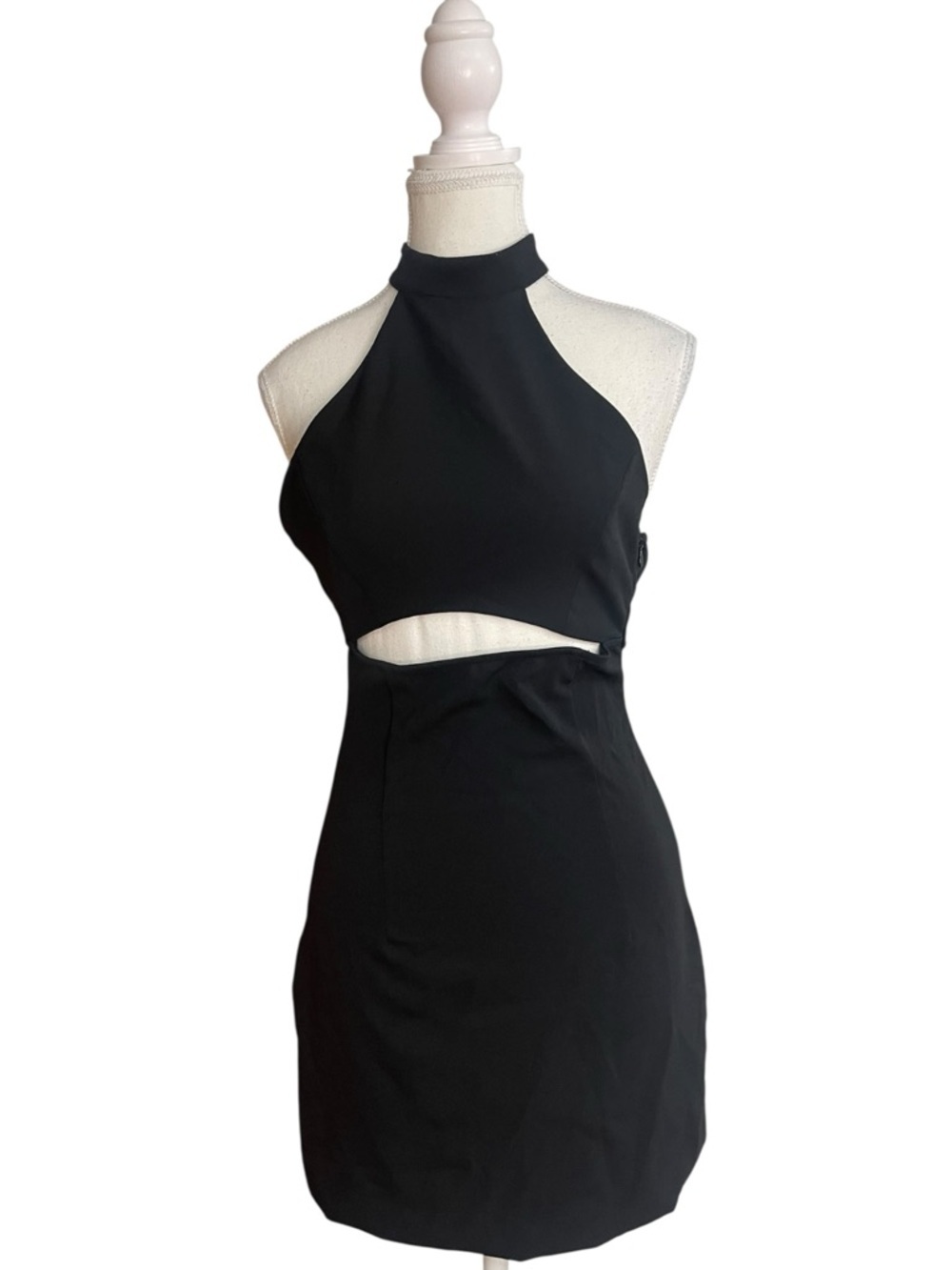 Zara Halter Backless Mini Dress Black